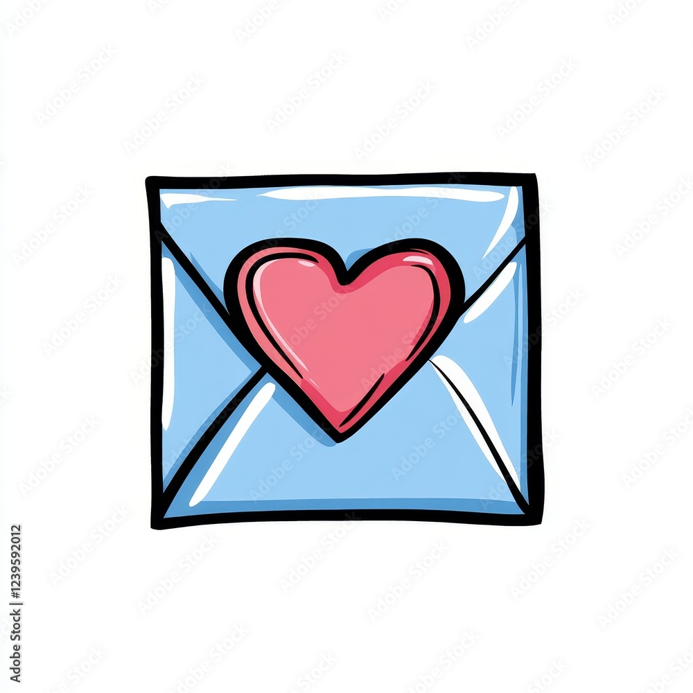 Envelope for a love letter, minimalist design, includes a heart-shaped seal Envelope for a love letter, minimalist design, includes a heart-shaped seal