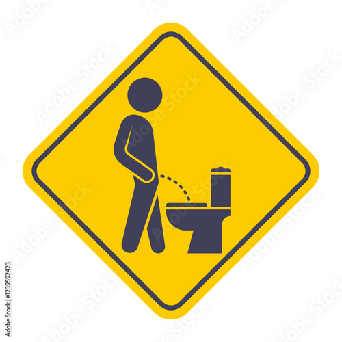 black icon urinal. man pees in toilet. yellow icon