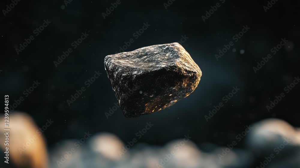 Fototapeta premium abstract concept of weightlessness with stone in space.