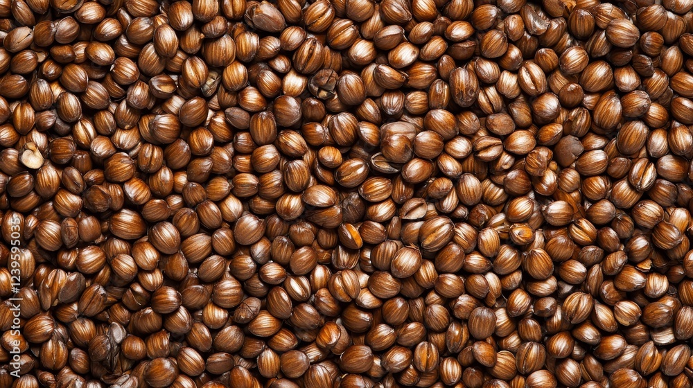Detailed roasted barley grains captured in a textured pile, deep caramel and golden shades evoking warmth and richness Detailed roasted barley grains captured in a textured pile, deep caramel and golden shades evoking warmth and richness