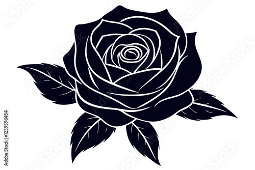 Silhouette of a lush rose flower vector illustration