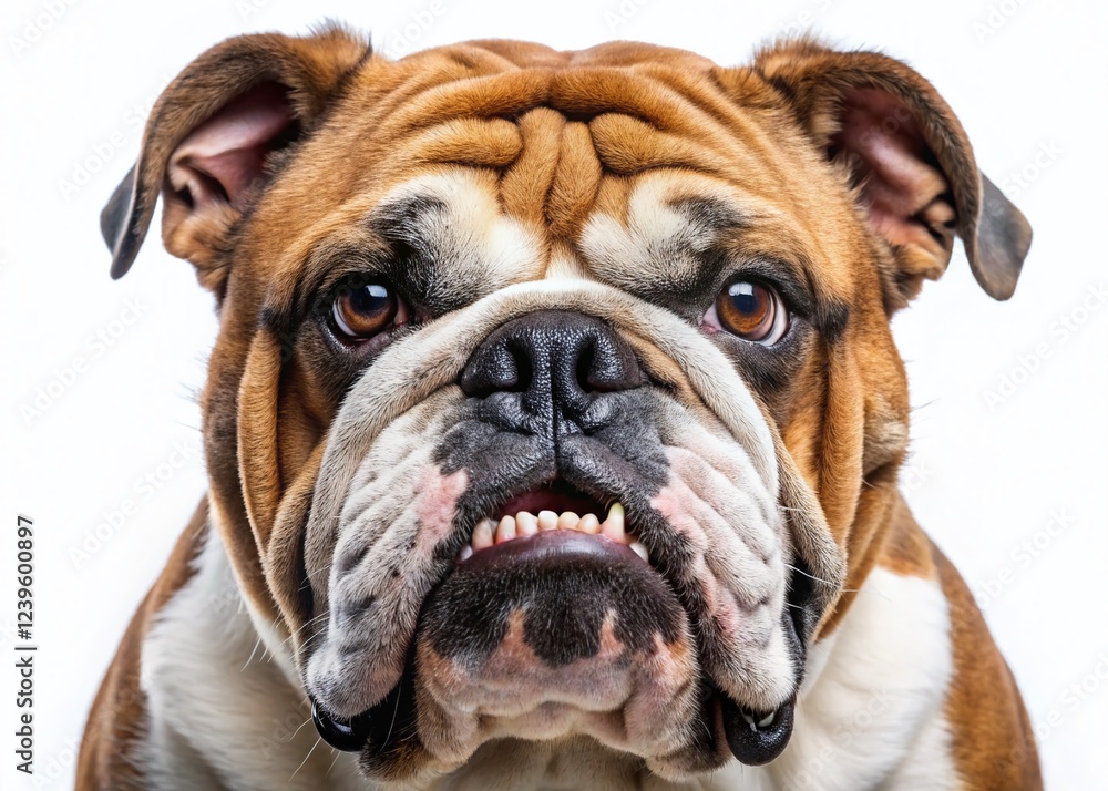 Angry Bulldog Head Close-Up: Isolated Stock Photo Angry Bulldog Head Close-Up: Isolated Stock Photo