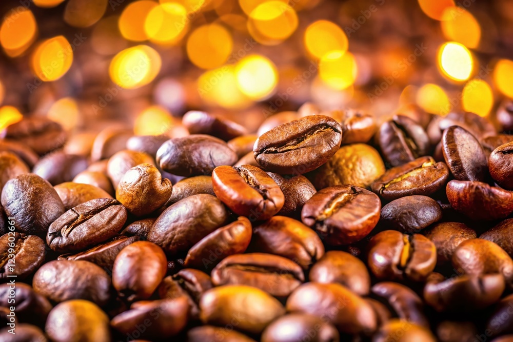 Aromatic Espresso Beans: Wide Panorama of Freshly Roasted Arabica Coffee Beans on White Background - Good Morning Breakfast Concept Aromatic Espresso Beans: Wide Panorama of Freshly Roasted Arabica Coffee Beans on White Background - Good Morning Breakfast Concept
