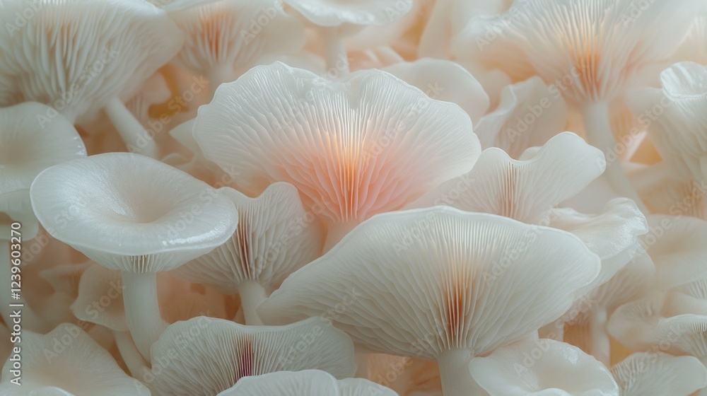Close-up of mushroom spores, showing detail and growth structure. Close-up of mushroom spores, showing detail and growth structure.
