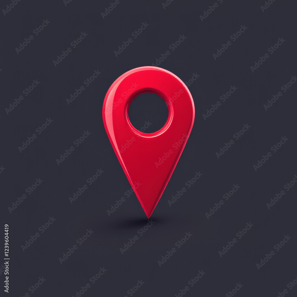 A 3D red location pin icon with a hollow center, perfect for navigation, direction, and map-related designs. Isolated on a contrast color background. A 3D red location pin icon with a hollow center, perfect for navigation, direction, and map-related designs. Isolated on a contrast color background.