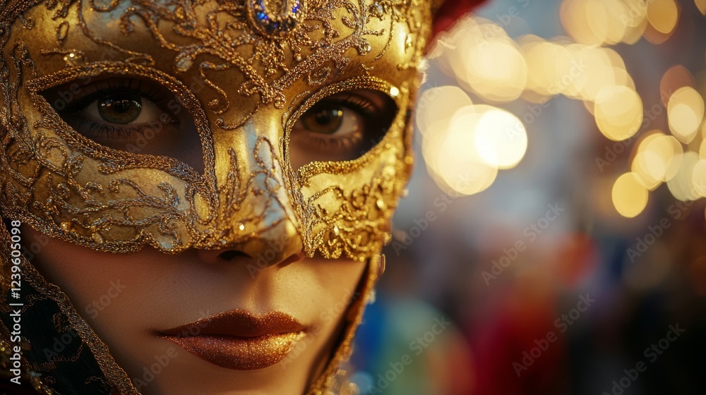 Fototapeta premium portrait of a person with a golden mask