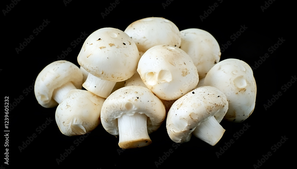 White Bunapi mushrooms on a black background White Bunapi mushrooms on a black background