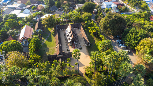 Aerial view of Wat Ton Kwen buddhist temple in Chiang Mai, Thailand photo