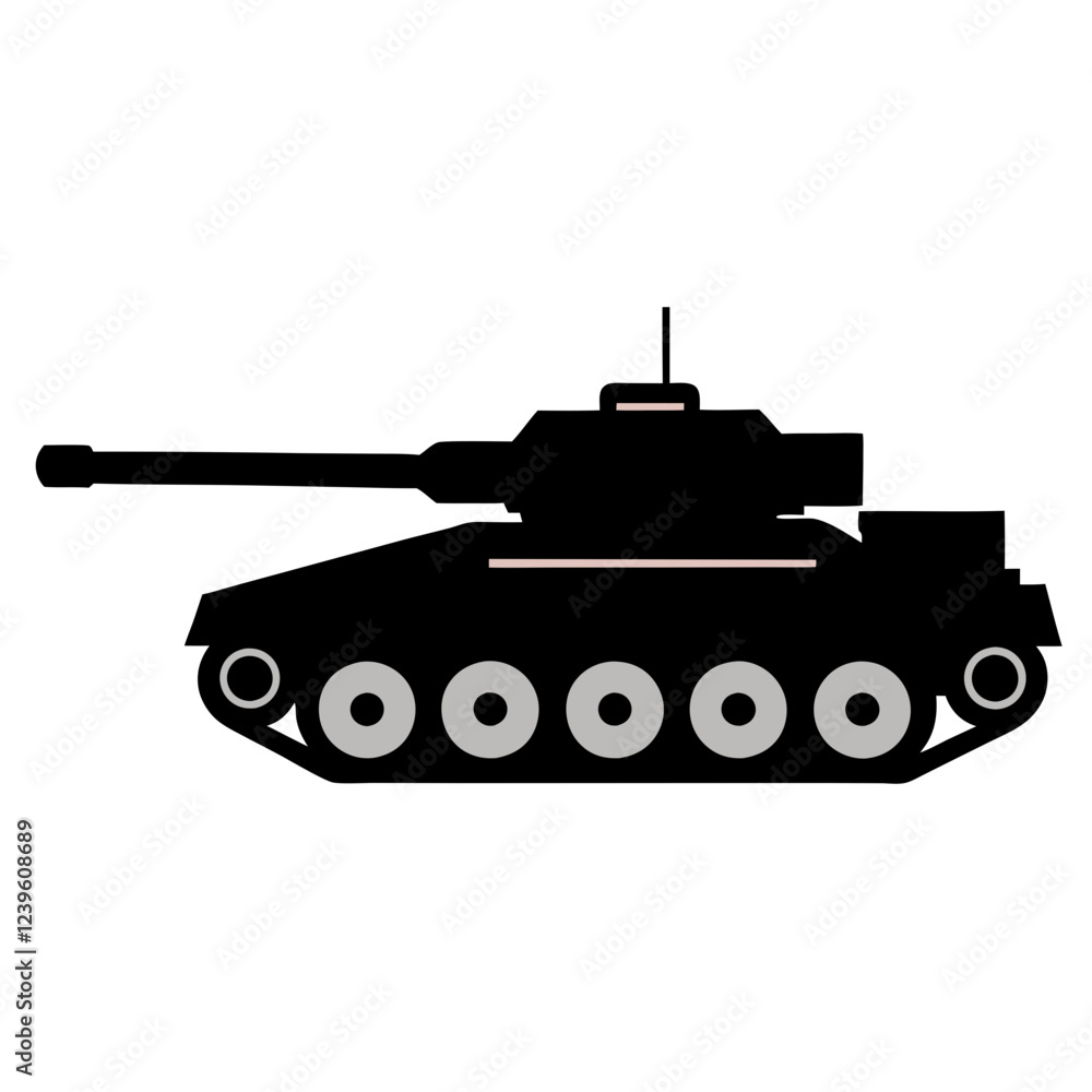 Powerful Tank Silhouette: Long Barrel, Military Might, War Machine, Strategic Weaponry, Combat Powerful Tank Silhouette: Long Barrel, Military Might, War Machine, Strategic Weaponry, Combat
