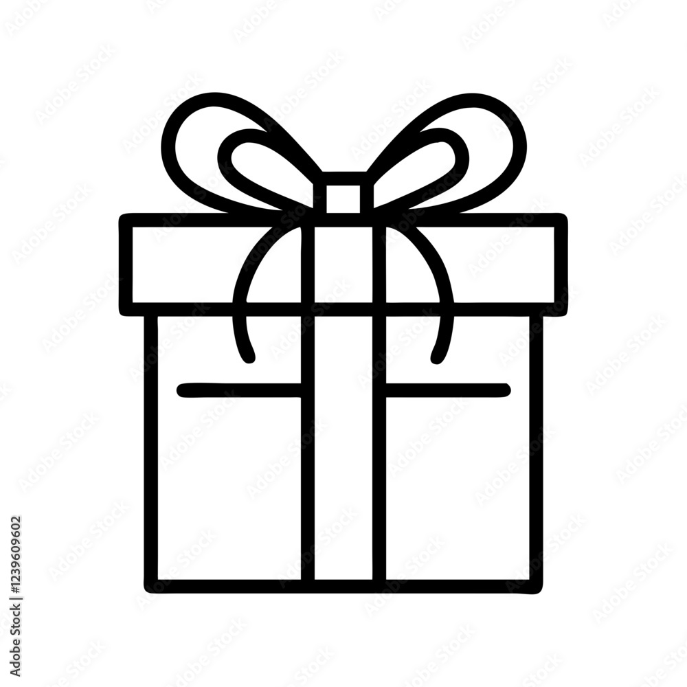 Minimalist Gift Box Icon: Simple, Elegant Present Wrapped with a Bow, Perfect for Holiday Designs Minimalist Gift Box Icon: Simple, Elegant Present Wrapped with a Bow, Perfect for Holiday Designs