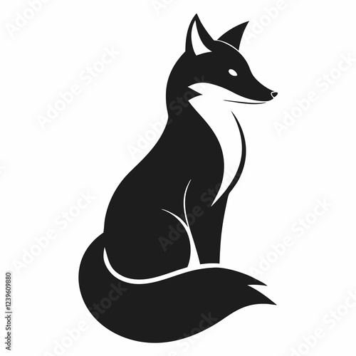 Serene Fox Silhouette: Minimalist Black Vector Art for Design Projects, Logos, and Branding sly icon