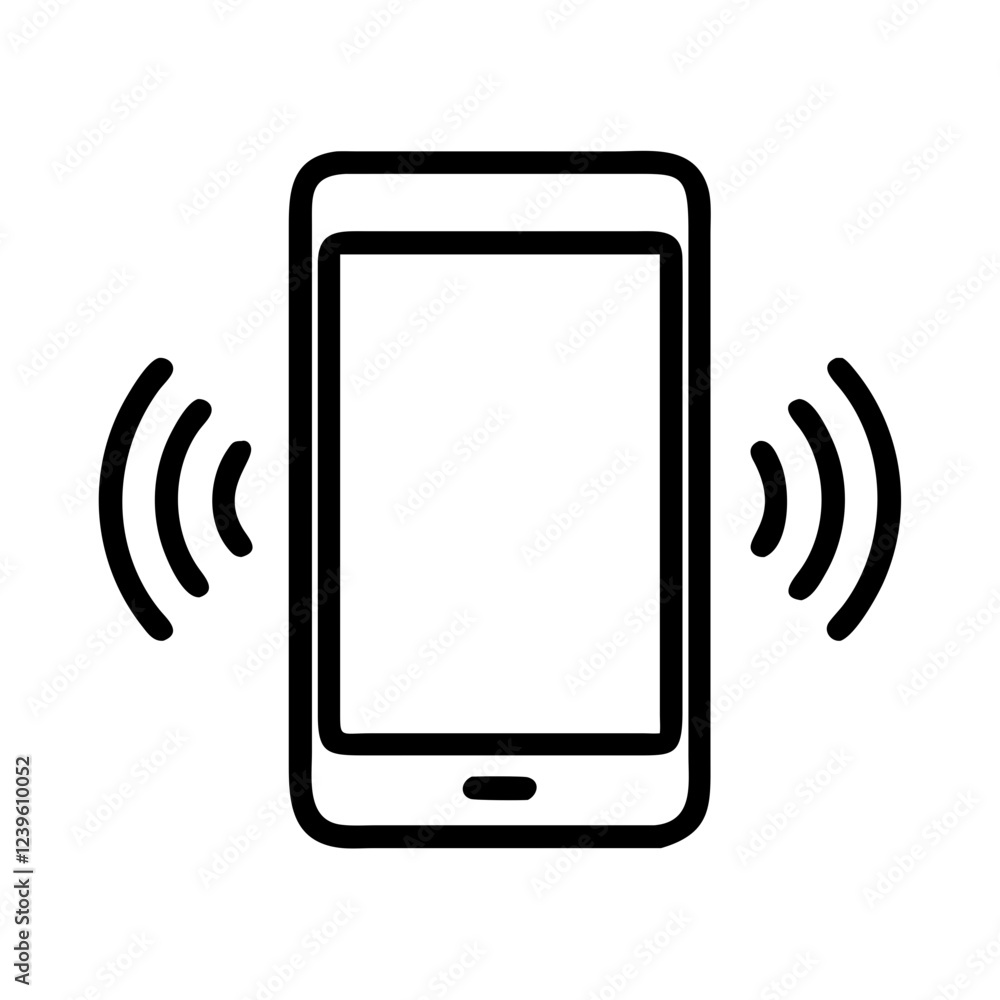 Vibrating Phone Icon: Simple, Clean, Mobile Notification Alert Symbol ui ux app call flat lines waves Vibrating Phone Icon: Simple, Clean, Mobile Notification Alert Symbol ui ux app call flat lines waves