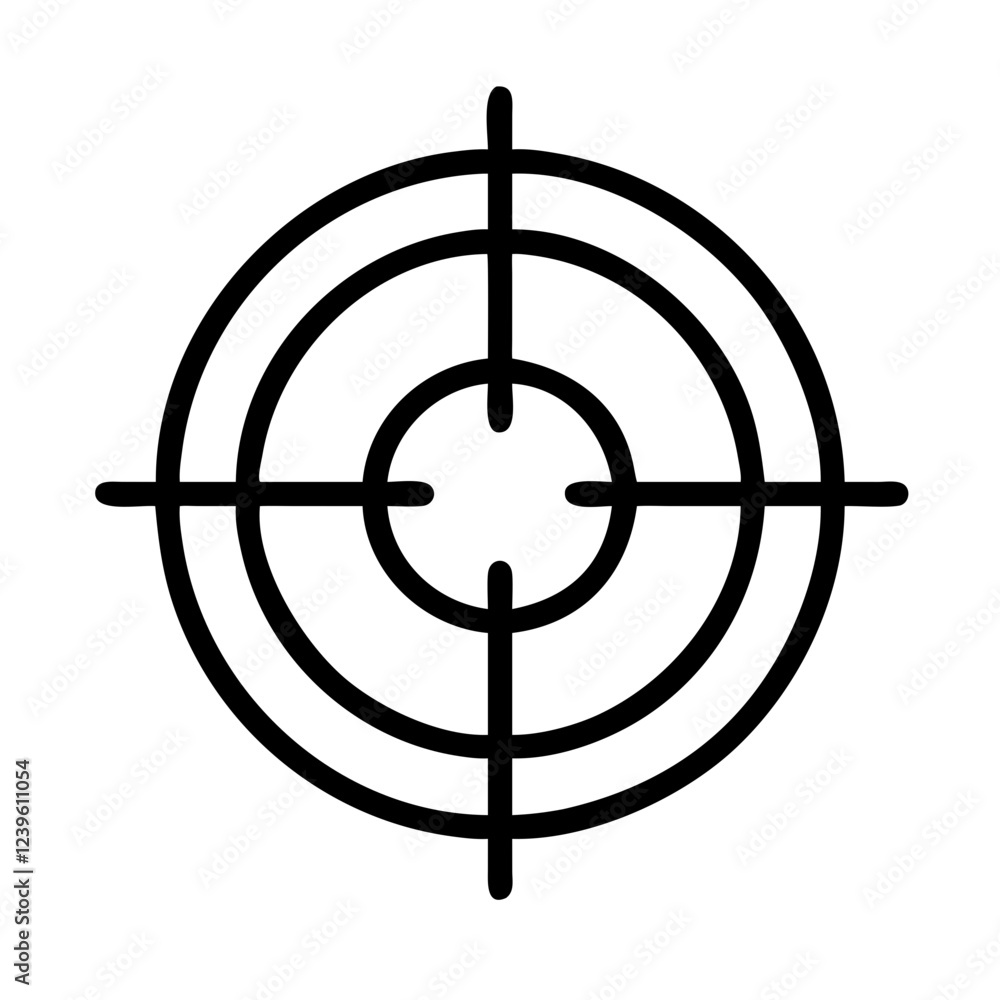 Precise Targeting: Crosshairs on Bullseye Icon, Aim, Focus, Goal, Achievement, Success, Strategy,   