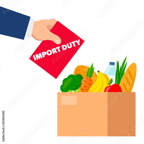 Import Tariff or Duty on Products - vector illustration.