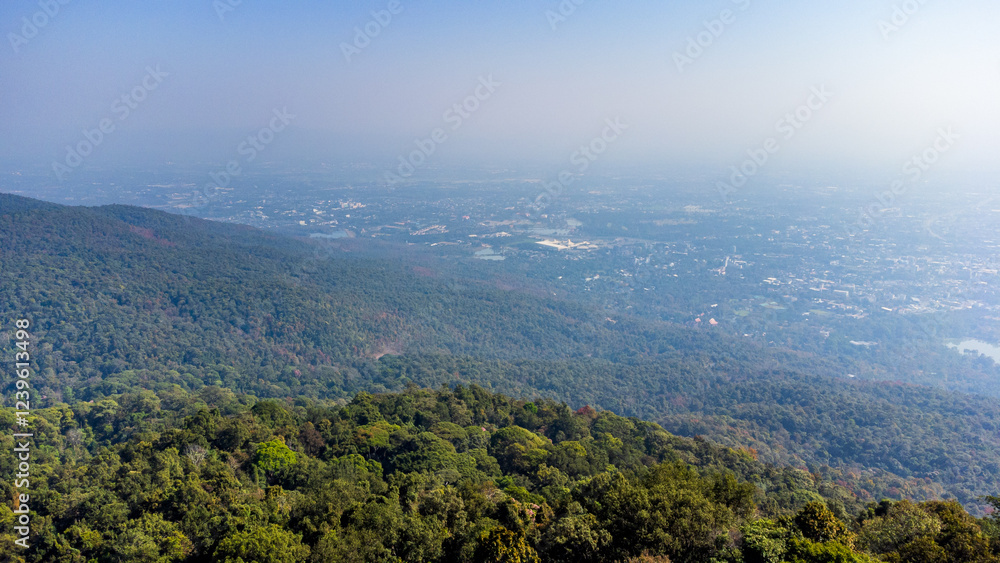 Chiang Mai Cityscape Hiding Behind Doi Suthep Pui National Park Forest Chiang Mai Cityscape Hiding Behind Doi Suthep Pui National Park Forest