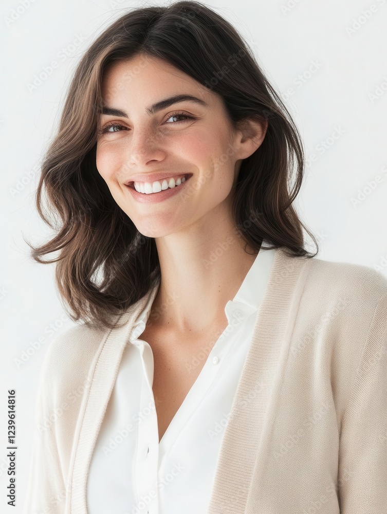Confident Woman in Chic Cardigan Portrait for Modern Business Campaigns Confident Woman in Chic Cardigan Portrait for Modern Business Campaigns