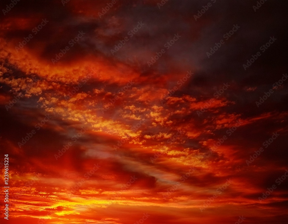 Abstract dark red background. Dramatic fiery bloody sky. Fantastic golden sunset background with copy space for design. Halloween, evil, armageddon, apocalypse concept. Web banner. Abstract dark red background. Dramatic fiery bloody sky. Fantastic golden sunset background with copy space for design. Halloween, evil, armageddon, apocalypse concept. Web banner.