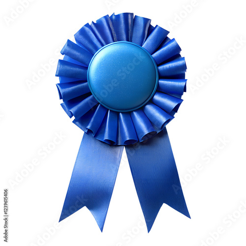 blue award ribbon, cut out isolated on the white background