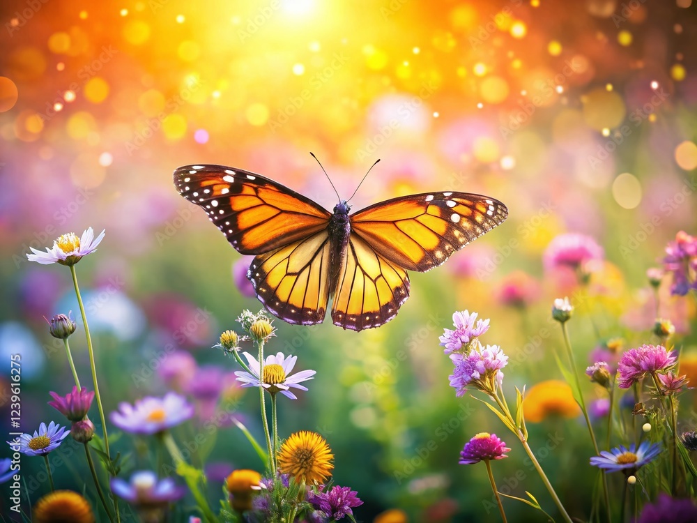 Butterfly Meadow Bokeh: Vibrant Wildflowers & Flutterby in Soft Focus Butterfly Meadow Bokeh: Vibrant Wildflowers & Flutterby in Soft Focus