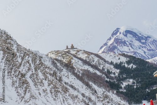 Gergeti Trinity Church, Georgia in Winter photo