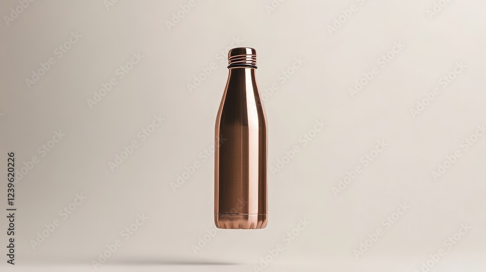 Fototapeta premium Chic rose gold metal water bottle levitating