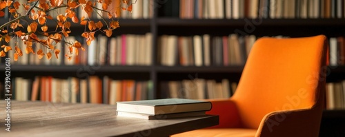 Dynamic study room with abstract wall art cozy environment books galore inspiring workspace intimate viewpoint
