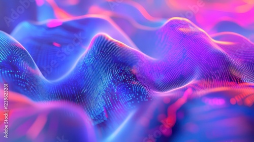 Abstract digital wave pattern with flowing and glowing lights creating futuristic background