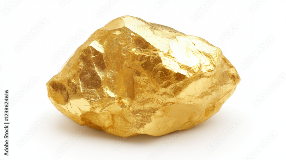 bright gold nugget isolated on white background bright gold nugget isolated on white background