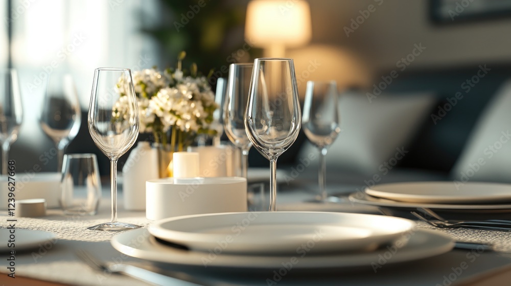 A beautifully set table in a modern living room with a blurred backdrop, creating a perfect space for displaying products or lifestyle items. A beautifully set table in a modern living room with a blurred backdrop, creating a perfect space for displaying products or lifestyle items.