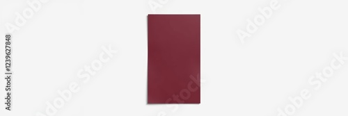 Free Download A4 Paper Mockup in deep red color against a minimalist white background, emphasizing the simplicity and elegance of stationery presentation - GFXLoad