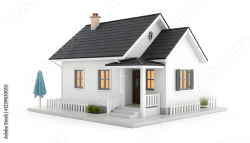 Wallpaper Mural 3d small house illustration on isolate white background  created with , with white tonespng Torontodigital.ca