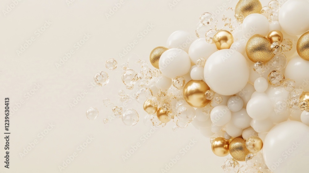 Elegant Gold and White Balloon Cluster Design Elegant Gold and White Balloon Cluster Design