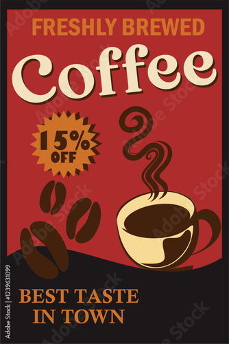 a poster for coffee shop shows a coffee cup