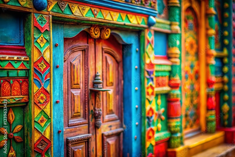 Fototapeta premium Colorful Old Door in Tilt-Shift Perspective