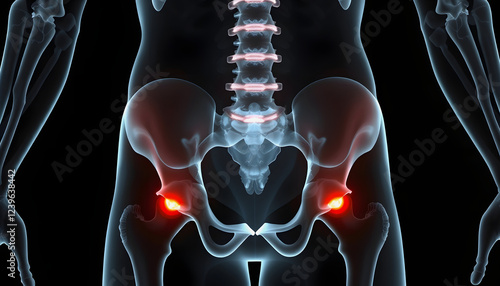 Wallpaper Mural spine , hip joint , pelvis of a human body on x-ray front view , with white tonespng Torontodigital.ca