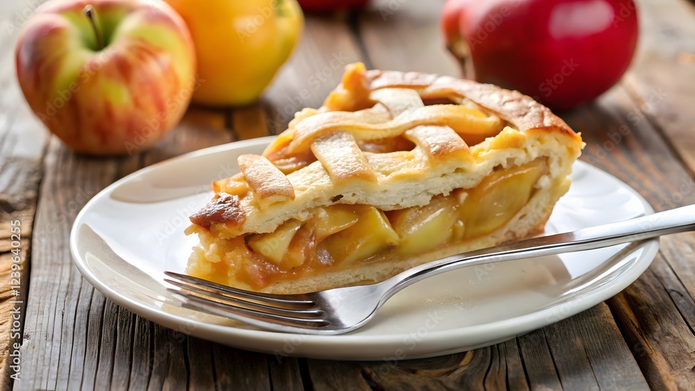 Apple Pie Slice on Plate Apple Pie Slice on Plate
