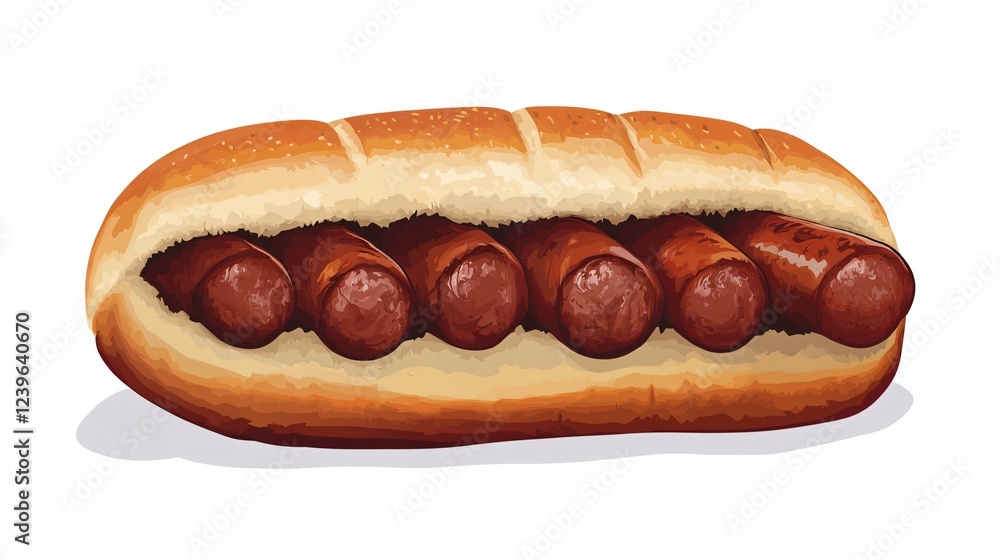 Sausage in Dough Roll Bun Vector Illustration, Perfect for Food Concepts Sausage in Dough Roll Bun Vector Illustration, Perfect for Food Concepts
