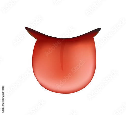 Tongue emoji 3D style icon. Yummy smile emoji with tongue. Throat illustration. Mouth emoticon reaction for chat or messenger