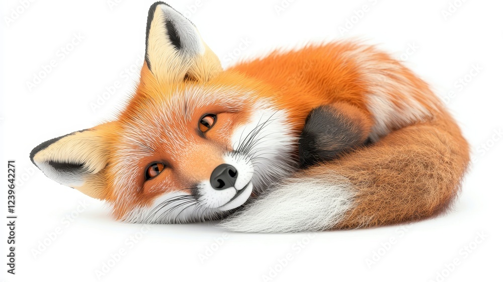 Obraz premium Cute and Playful Fox Illustration with Bright Orange Fur and Smile