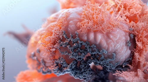 Abstract representation of microscopic biological structures with coral like formations photo