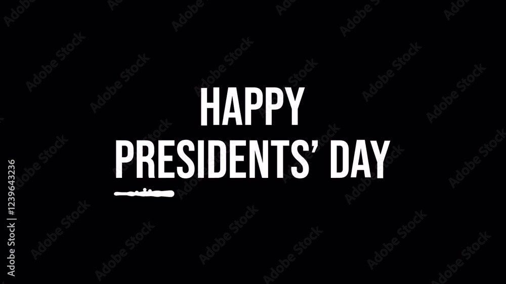 Black and white text animation proclaims Happy Presidents' Day, with three stars below. Suitable for greeting cards and presidents day celebrations Black and white text animation proclaims Happy Presidents' Day, with three stars below. Suitable for greeting cards and presidents day celebrations