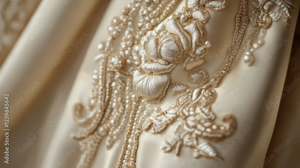 Obraz premium Elegant embroidery on a luxurious fabric.
