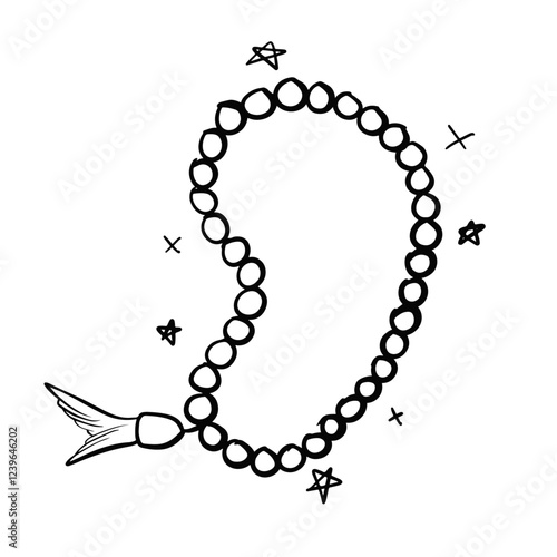 prayer beads, doodle illustration and sketch