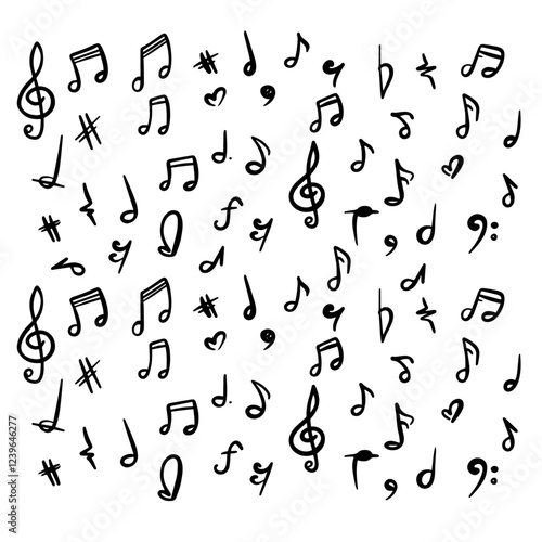 Wallpaper Mural Music notes seamless pattern. Music note background with doodle style drawing Torontodigital.ca