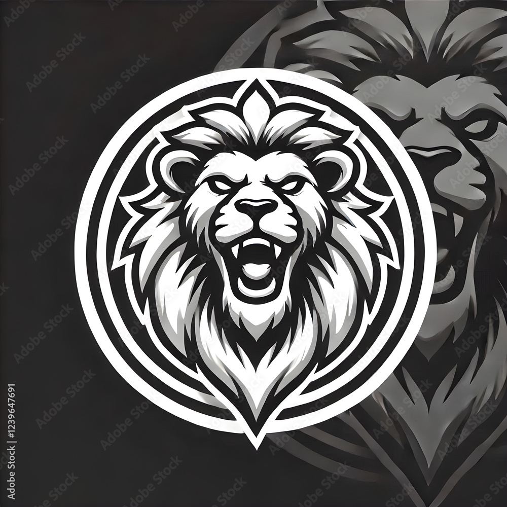 Fototapeta premium Alpha Predator: Stylized Lion Emblem