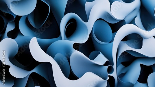 Abstract Blue Flowing Forms with Intricate Lines and Smooth Curves,Modern Design