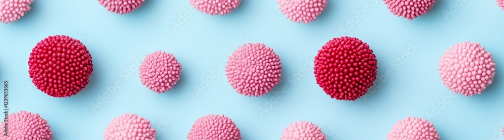 In a laboratory setting, an abstract art microbiology exhibition presents vibrant virus structures through digital art, offering a close-up view that celebrates scientific exploration.