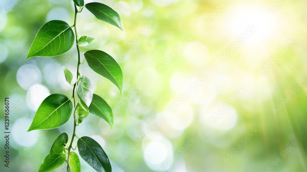Spring Background with Single Green Vine and Tiny Buds. Concept of Nature Awakening, Fresh Growth, Natural Beauty, Springtime Renewal. Spring background. Copy space Spring Background with Single Green Vine and Tiny Buds. Concept of Nature Awakening, Fresh Growth, Natural Beauty, Springtime Renewal. Spring background. Copy space