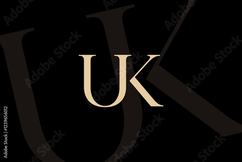 UK or KU letter logo icon design. Classic style luxury initials monogram.
