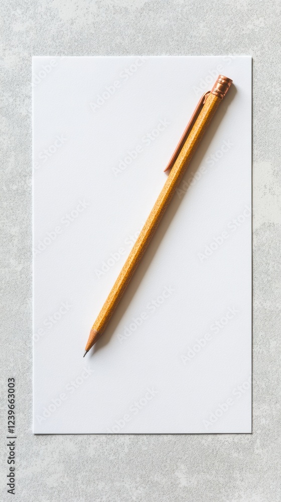 Writing instrument on a blank notepad ready for creative ideas at a workspace. Generative AI Writing instrument on a blank notepad ready for creative ideas at a workspace. Generative AI